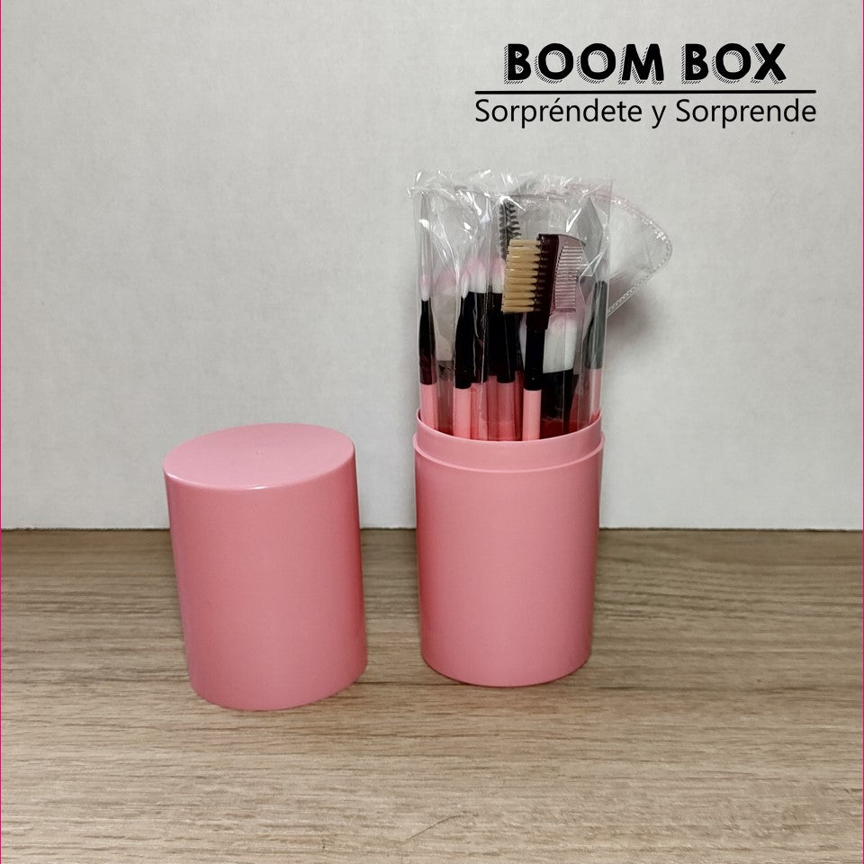Set de 12 brochas para maquillaje con estuche – Boom Box Tienda Virtual